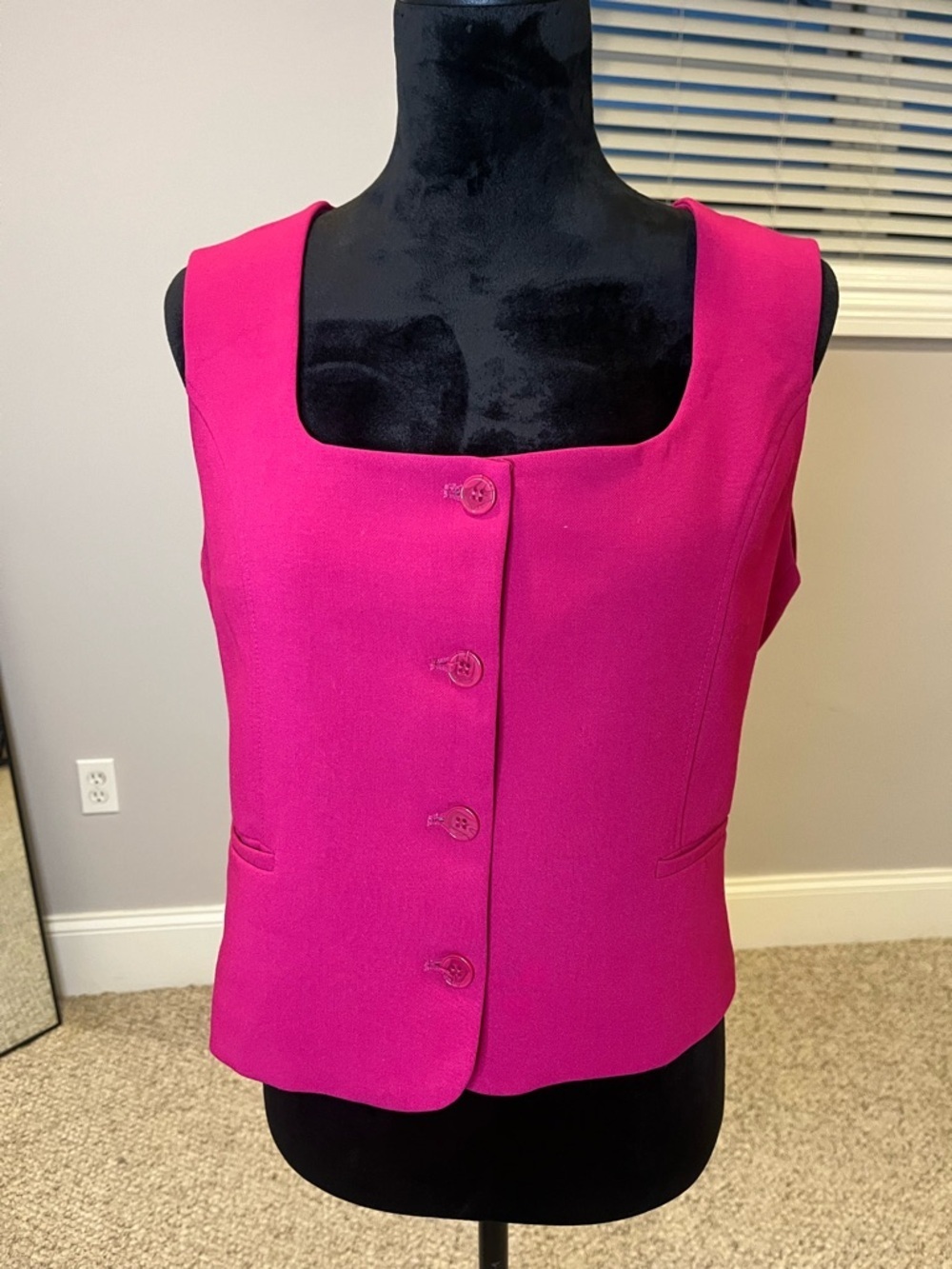 Christian Lacroix Hot Pink Sleeveless Button Front Vest- Medium